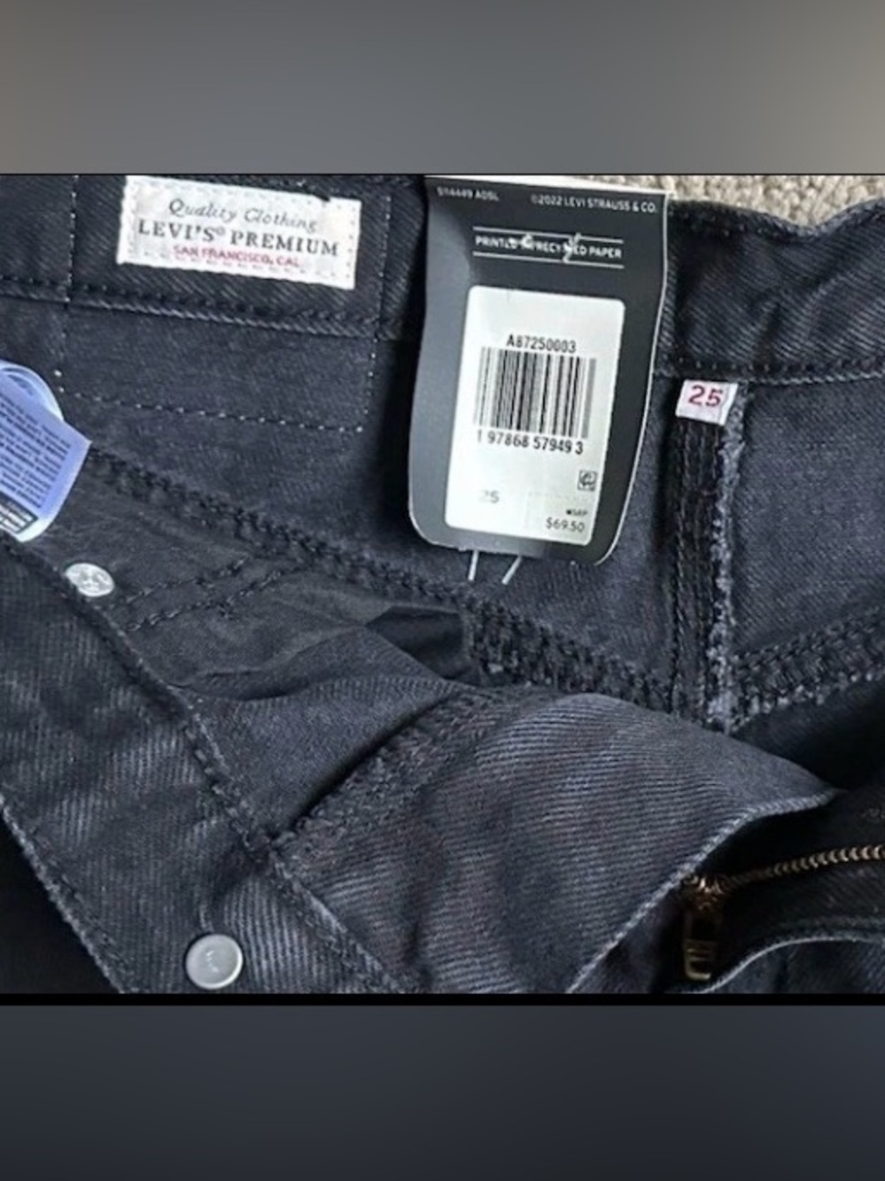 Levi’s Premium A-Line Mini Flounce Skirt Black Size 25 Denim A87250003 NWT - Picture 6 of 9